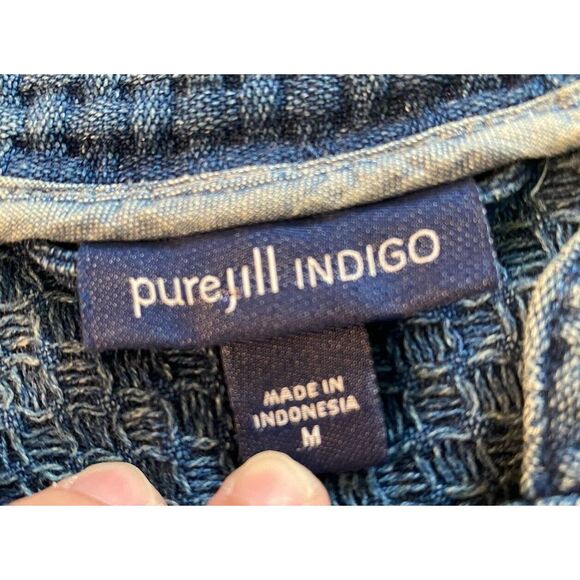 J Jill Pure Jill Indigo Field Jacket Geneva Wash M Waffle Knit Buttons - Picture 3 of 6